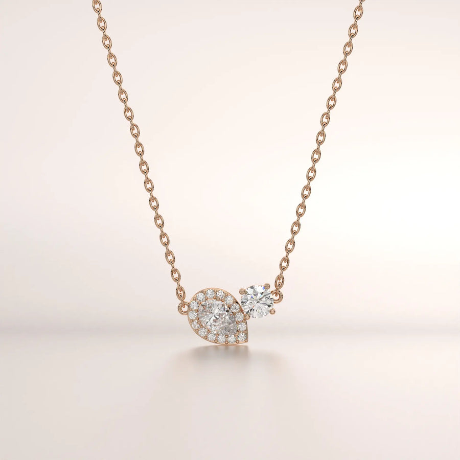 pendant pear diamond rose gold 18k front