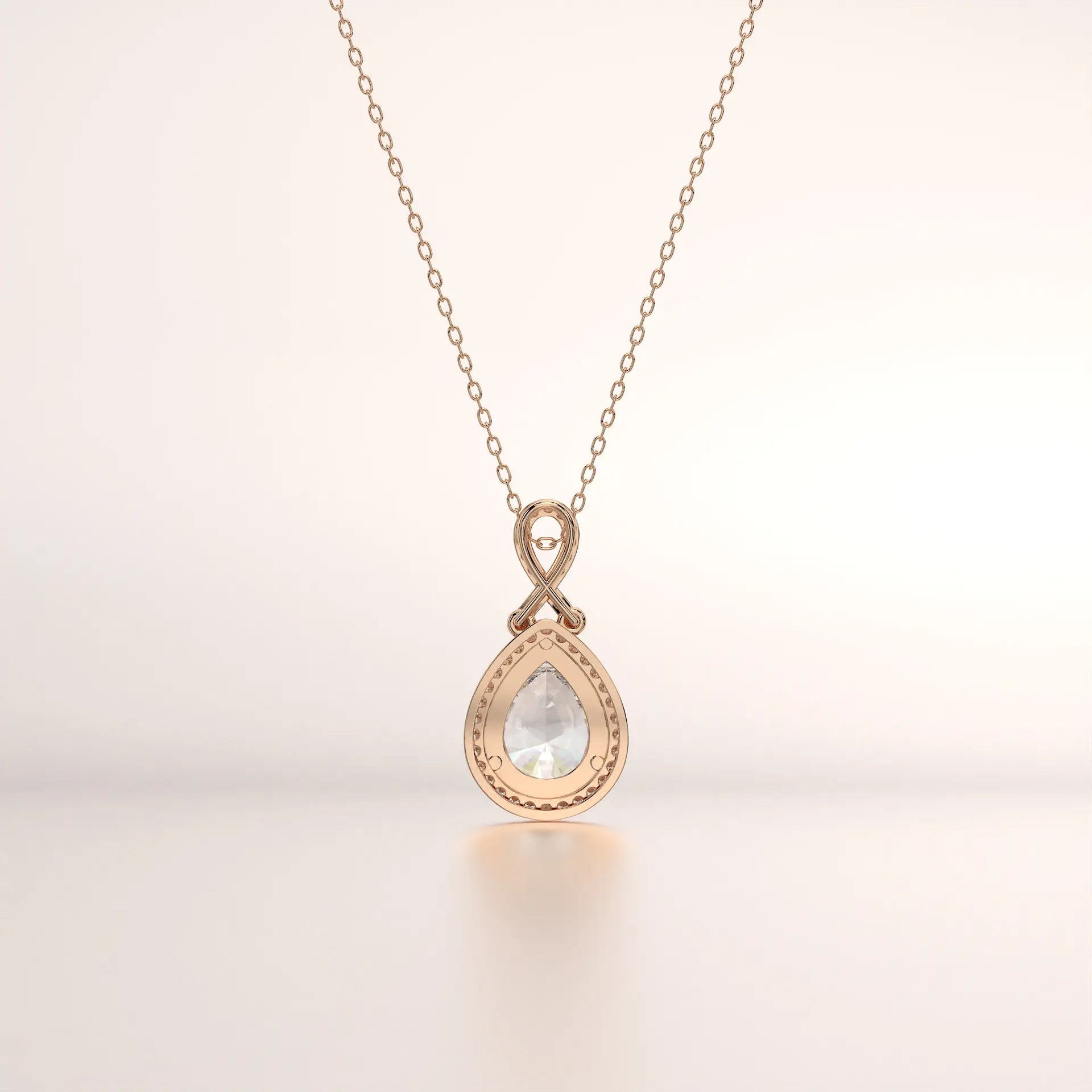 pendant pear diamond rose gold base front