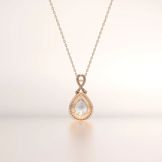 pendant pear diamond rose gold base front