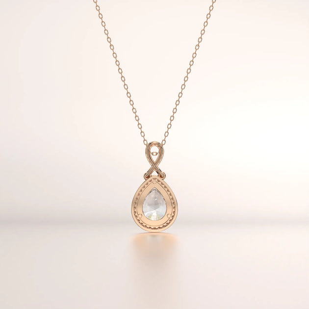 pendant pear diamond rose gold base front