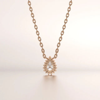 pendant pear diamond rose gold base front