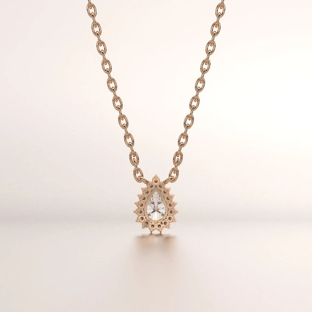 pendant pear diamond rose gold base front