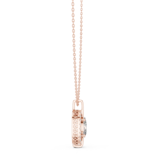 Front-view: Princess Cut Diamond Pendant with Halo Setting in 14k Rose Gold - Lab Grown - Driona Jewels