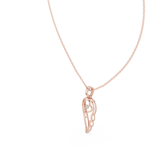 Three-quarter-view: Princess Cut Diamond Pendant with Halo Setting in 14k Rose Gold - Lab Grown - Driona Jewels