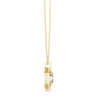 Front-view: Princess Cut Diamond Pendant with Halo Setting in 14k Yellow Gold - Lab Grown - Driona Jewels