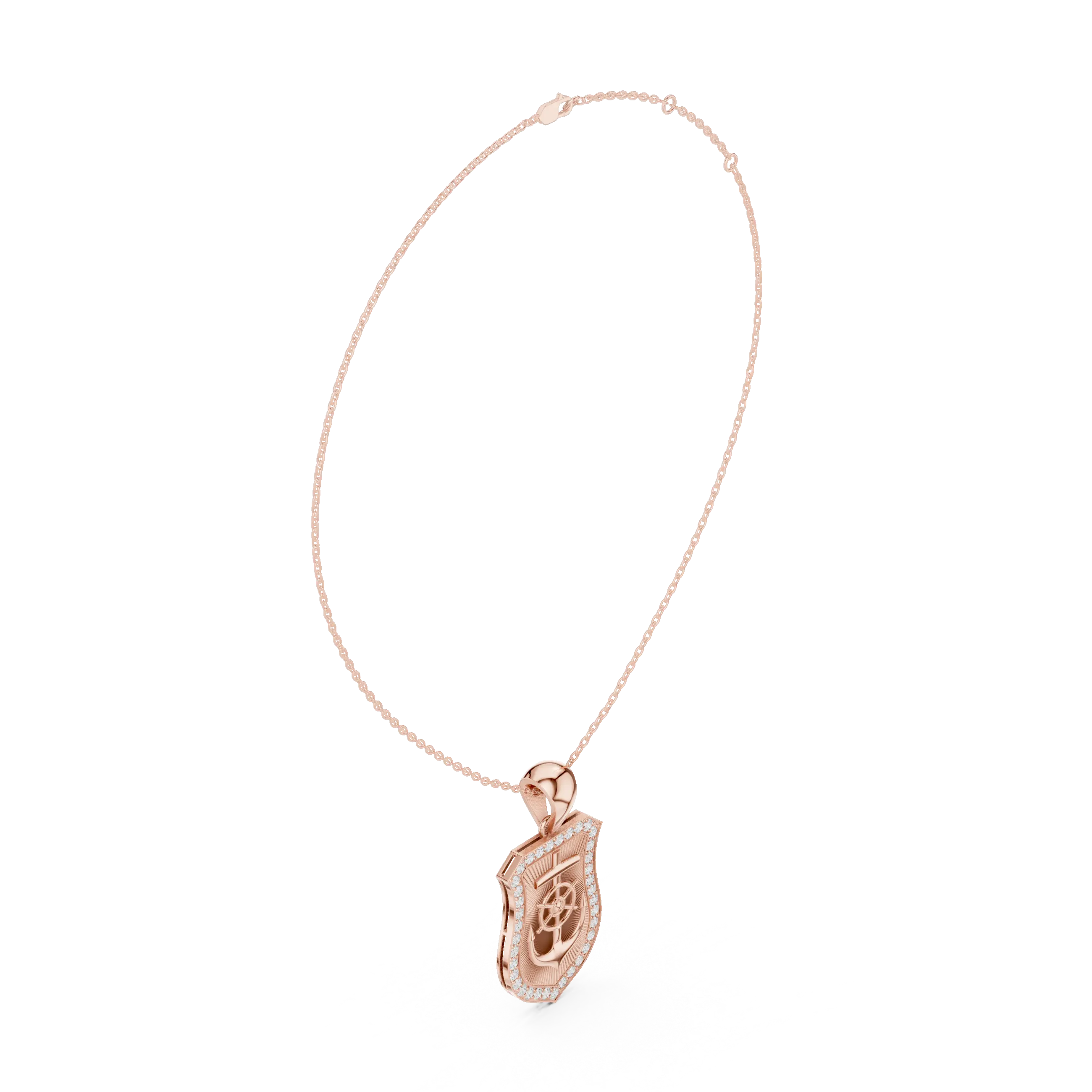 Front-View: Princess Cut Diamond Pendant with Pave Setting in 14k Rose Gold - Lab Grown - Driona Jewels
