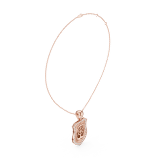 Front-View: Princess Cut Diamond Pendant with Pave Setting in 14k Rose Gold - Lab Grown - Driona Jewels