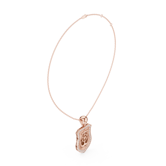 Front-View: Princess Cut Diamond Pendant with Pave Setting in 14k Rose Gold - Lab Grown - Driona Jewels