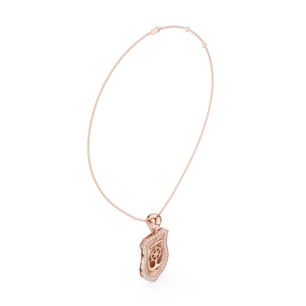 Front-View: Princess Cut Diamond Pendant with Pave Setting in 14k Rose Gold - Lab Grown - Driona Jewels