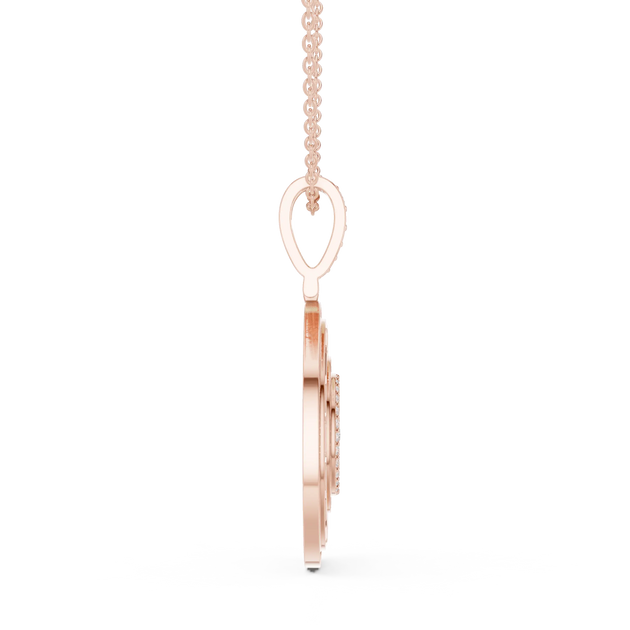 Side-Profile: Princess Cut Diamond Pendant with Pave Setting in 14k Rose Gold - Lab Grown - Driona Jewels
