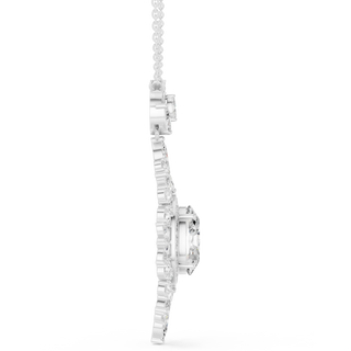 Side-profile: Princess Cut Diamond Pendant with Pave Setting in 14k White Gold - Lab Grown - Driona Jewels