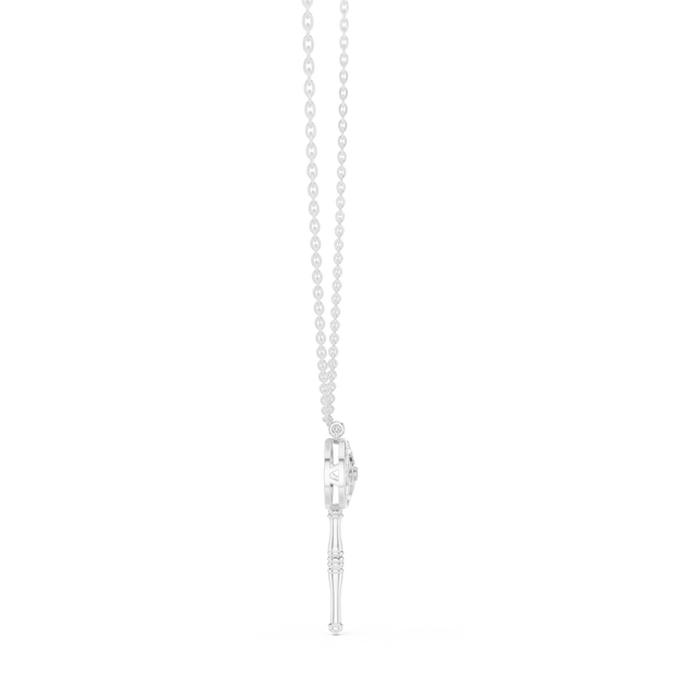 Front-view: Princess Cut Diamond Pendant with Pendant Setting in 14k White Gold - Lab Grown - Driona Jewels