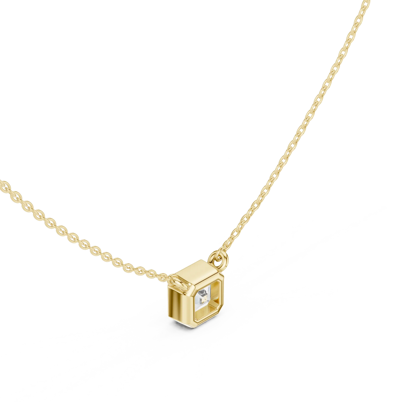 Front-view: Princess Diamond Pendant with Prong Setting in 14k Gold - Lab Grown - Driona Jewels