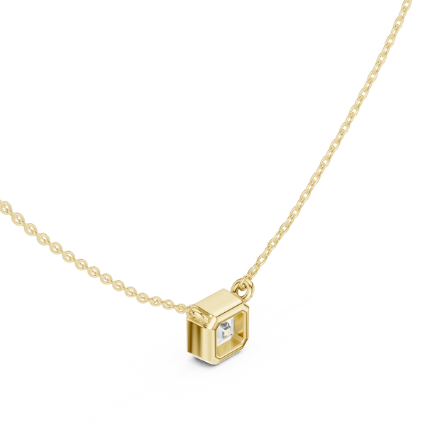 Front-view: Princess Diamond Pendant with Prong Setting in 14k Gold - Lab Grown - Driona Jewels