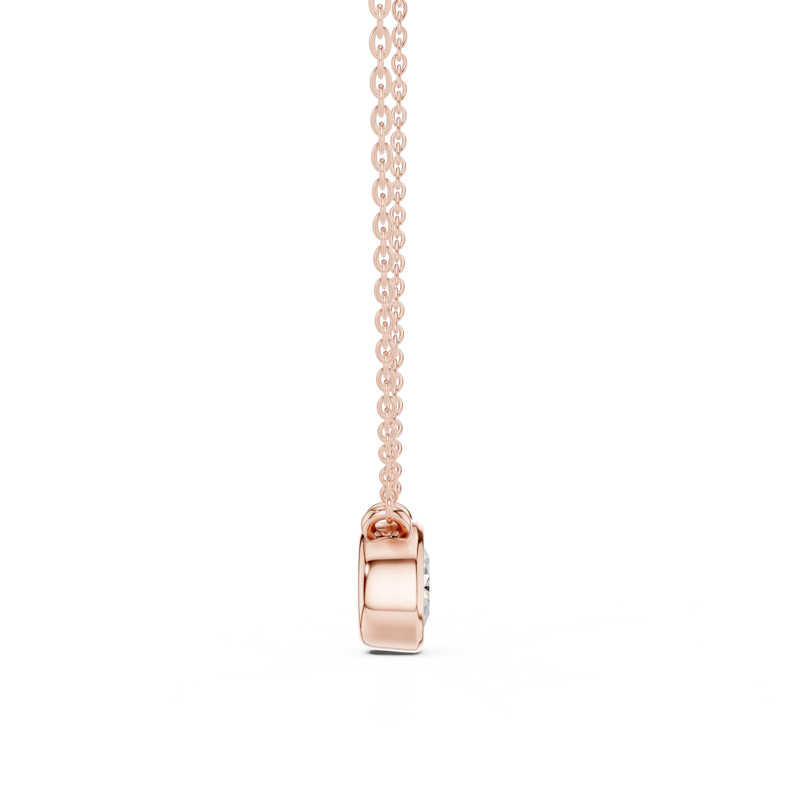 Close-up: Princess Diamond Pendant with Prong Setting in 14k Rose Gold - Lab Grown - Driona Jewels