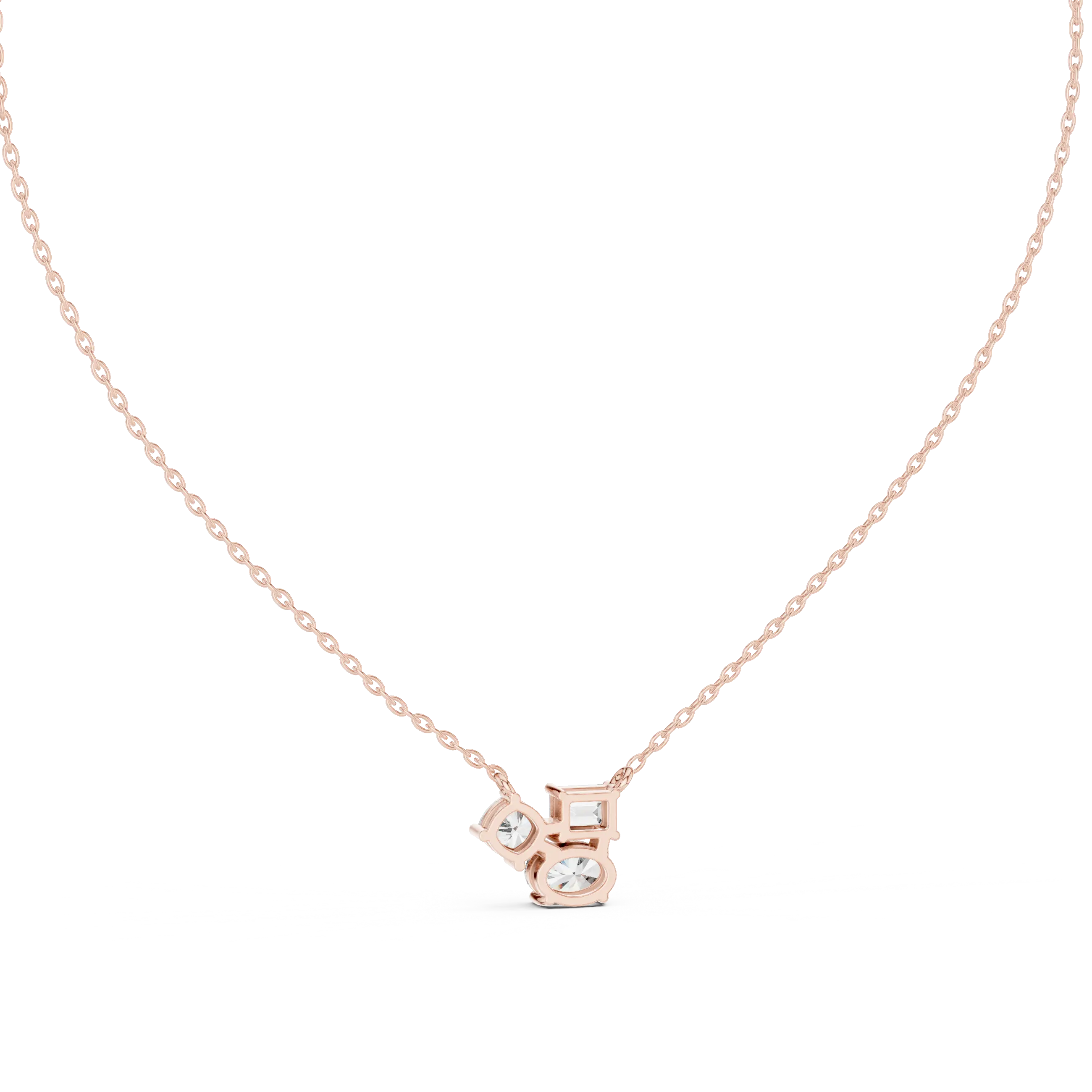 Front-View: Princess Diamond Pendant with Prong Setting in 14k Rose Gold - Lab Grown - Driona Jewels