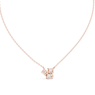 Front-View: Princess Diamond Pendant with Prong Setting in 14k Rose Gold - Lab Grown - Driona Jewels