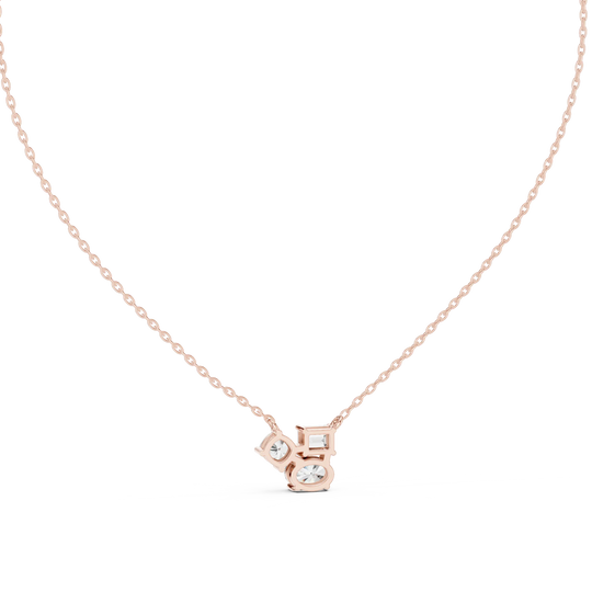 Front-View: Princess Diamond Pendant with Prong Setting in 14k Rose Gold - Lab Grown - Driona Jewels