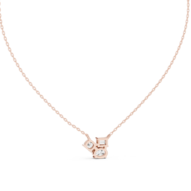 Front-View: Princess Diamond Pendant with Prong Setting in 14k Rose Gold - Lab Grown - Driona Jewels