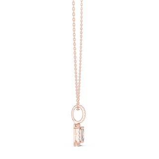 Front-View: Princess Cut Diamond Pendant with Prong Setting in 14k Rose Gold - Lab Grown - Driona Jewels