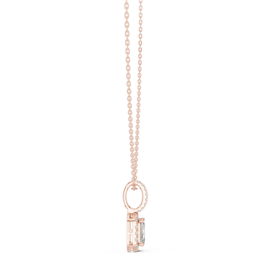 Front-View: Princess Cut Diamond Pendant with Prong Setting in 14k Rose Gold - Lab Grown - Driona Jewels