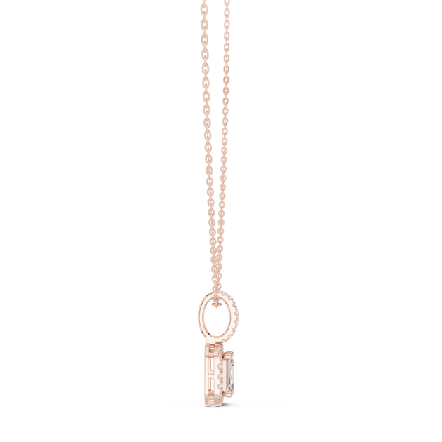 Front-View: Princess Cut Diamond Pendant with Prong Setting in 14k Rose Gold - Lab Grown - Driona Jewels