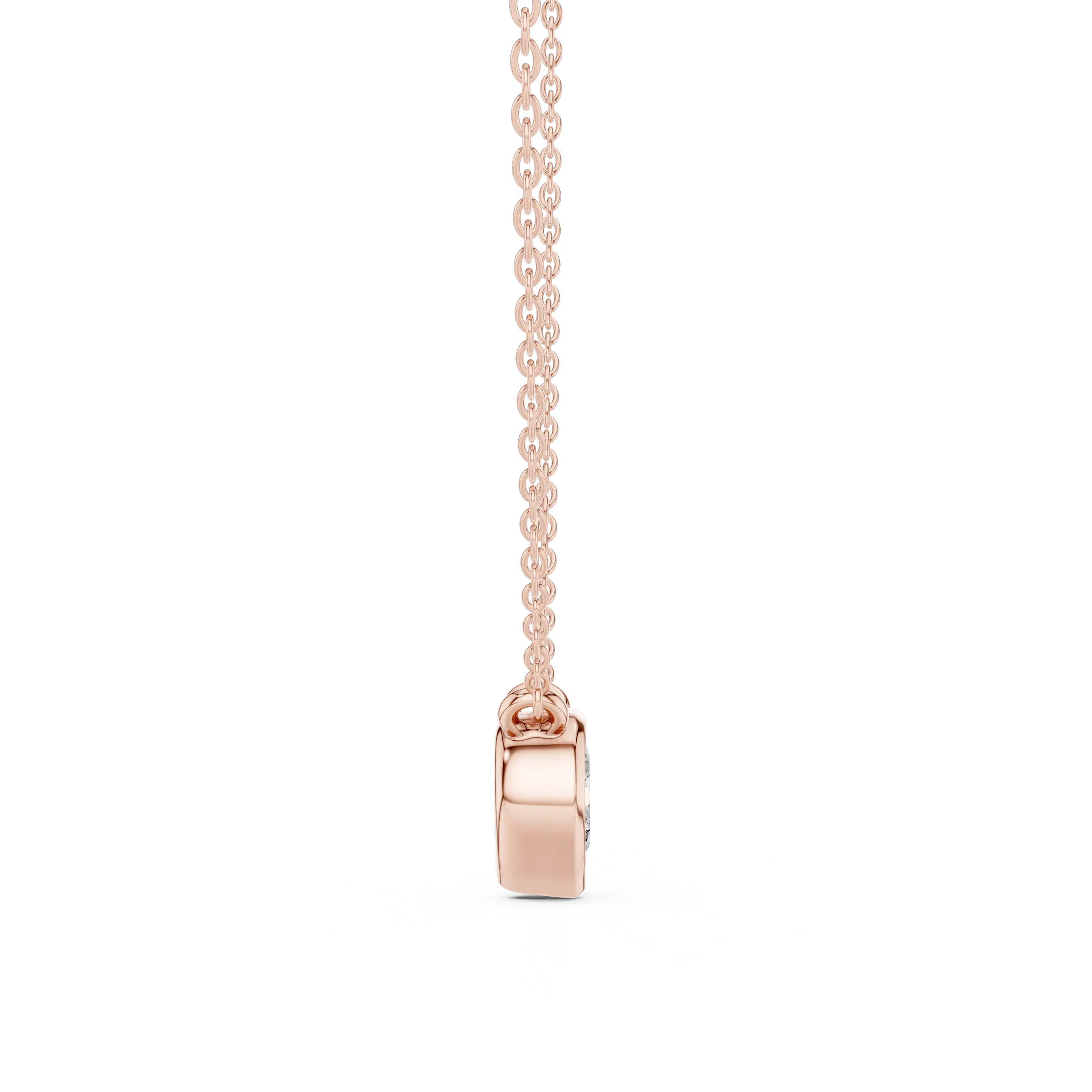 Front-view: Princess Cut Diamond Pendant with Prong Setting in 14k Rose Gold - Lab Grown - Driona Jewels