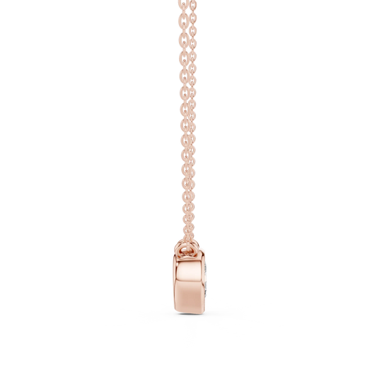 Front-view: Princess Cut Diamond Pendant with Prong Setting in 14k Rose Gold - Lab Grown - Driona Jewels