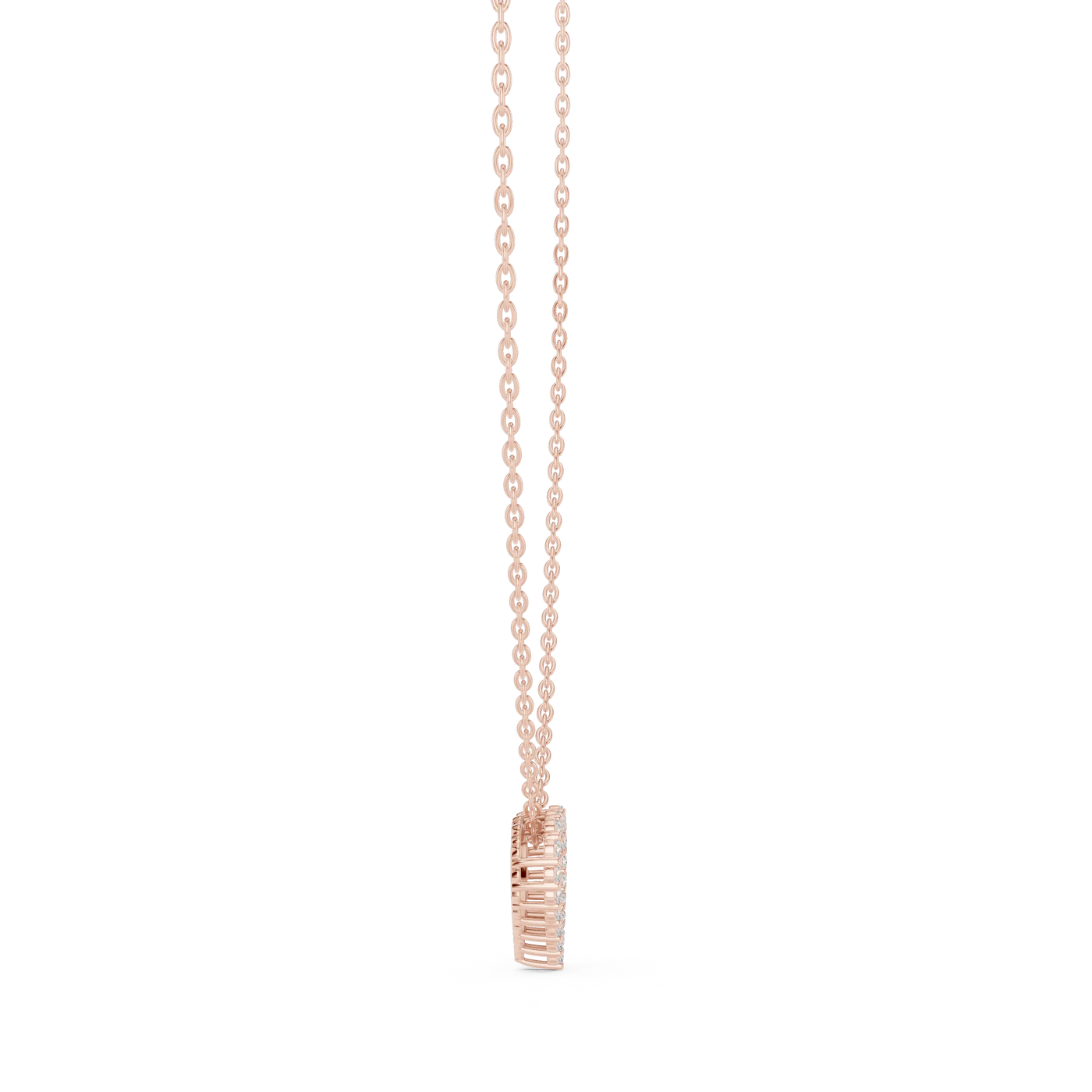 Front-View: Princess Cut Diamond Pendant with Prong Setting in 14k Rose Gold - Lab Grown - Driona Jewels