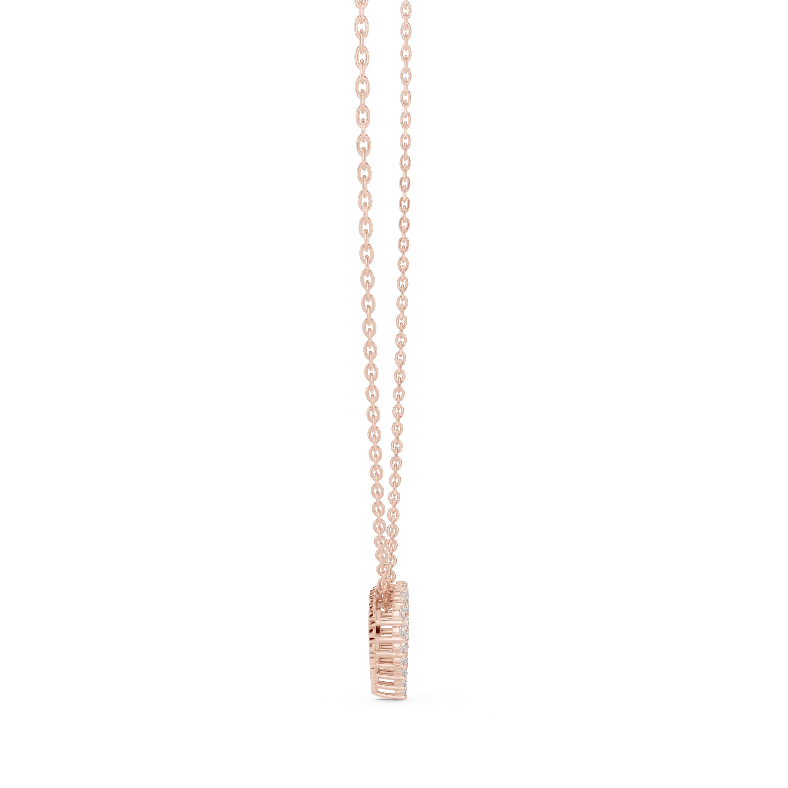 Front-View: Princess Cut Diamond Pendant with Prong Setting in 14k Rose Gold - Lab Grown - Driona Jewels