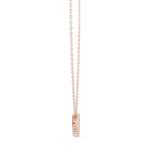 Front-View: Princess Cut Diamond Pendant with Prong Setting in 14k Rose Gold - Lab Grown - Driona Jewels