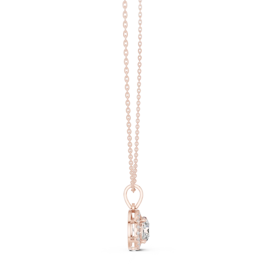 Front-view: Princess Diamond Pendant with Prong Setting in 14k Rose Gold - Lab Grown - Driona Jewels