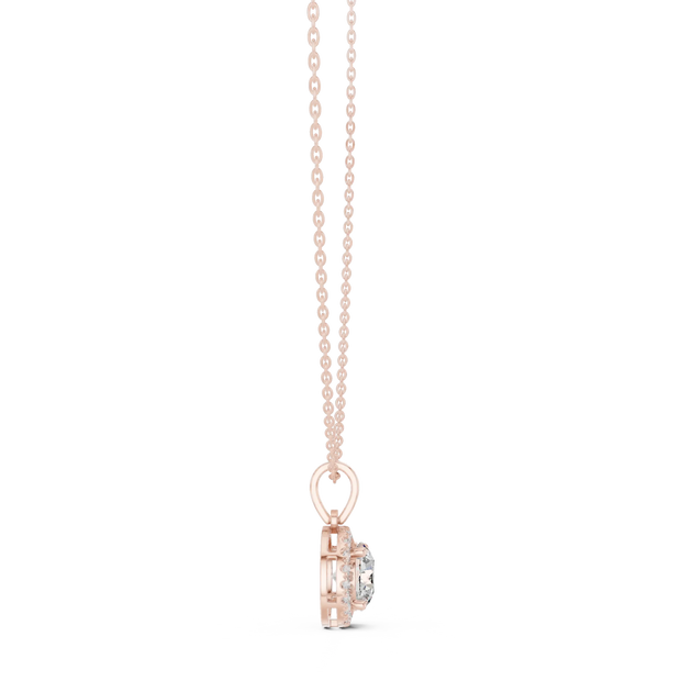 Front-view: Princess Diamond Pendant with Prong Setting in 14k Rose Gold - Lab Grown - Driona Jewels