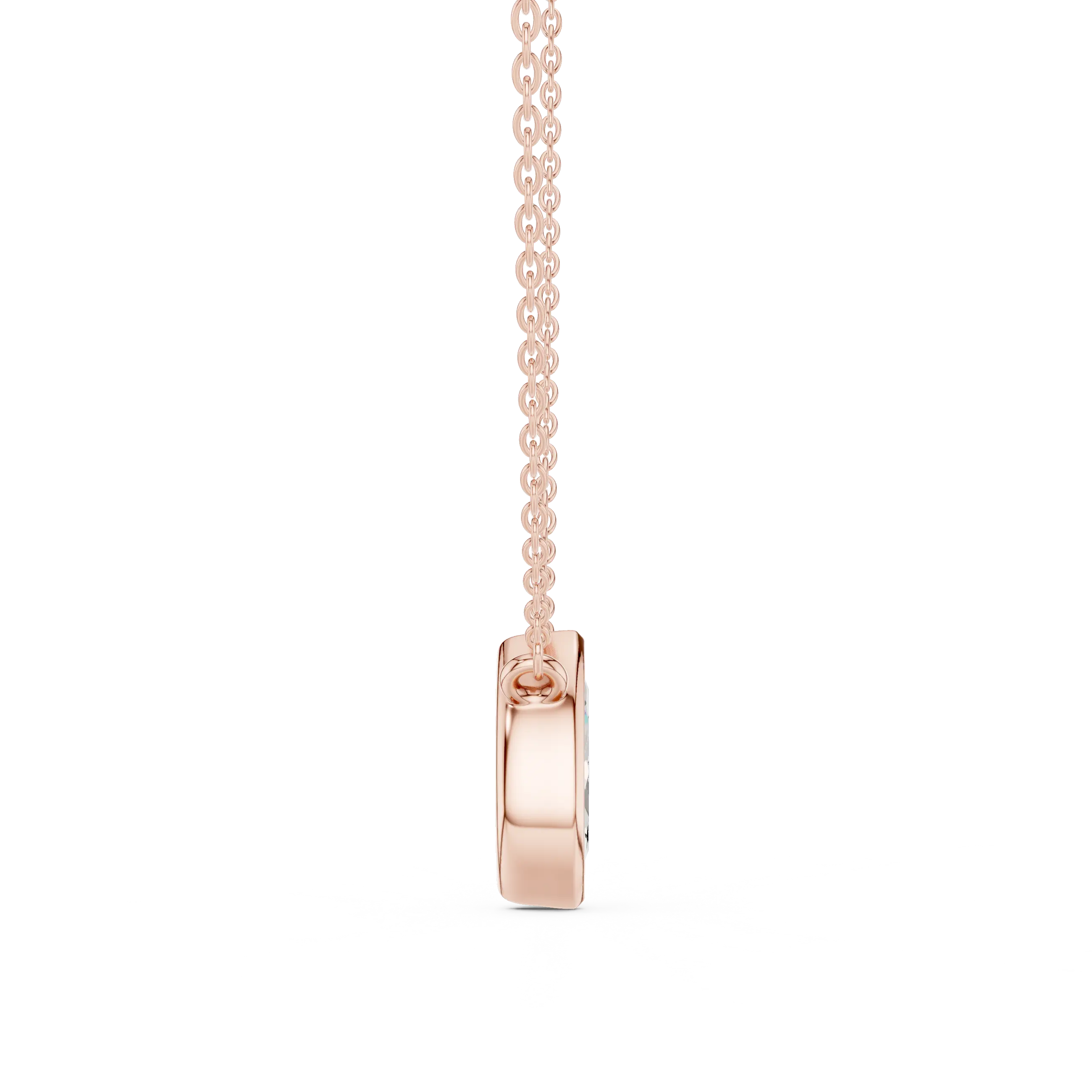 Front-view: Princess Cut Diamond Pendant with Prong Setting in 14k Rose Gold - Lab Grown - Driona Jewels