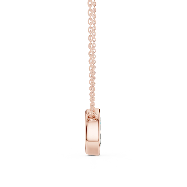 Front-view: Princess Cut Diamond Pendant with Prong Setting in 14k Rose Gold - Lab Grown - Driona Jewels