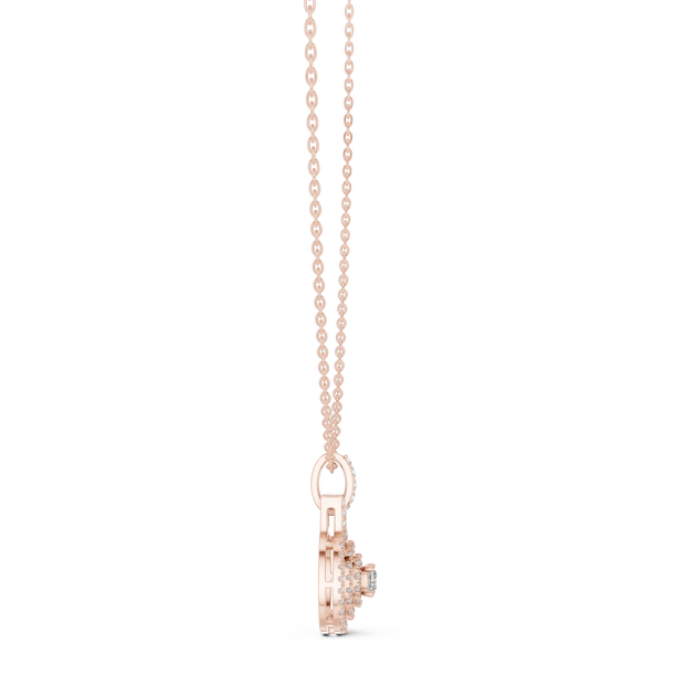 Front-view: Princess Cut Diamond Pendant with Prong Setting in 14k Rose Gold - Lab Grown - Driona Jewels