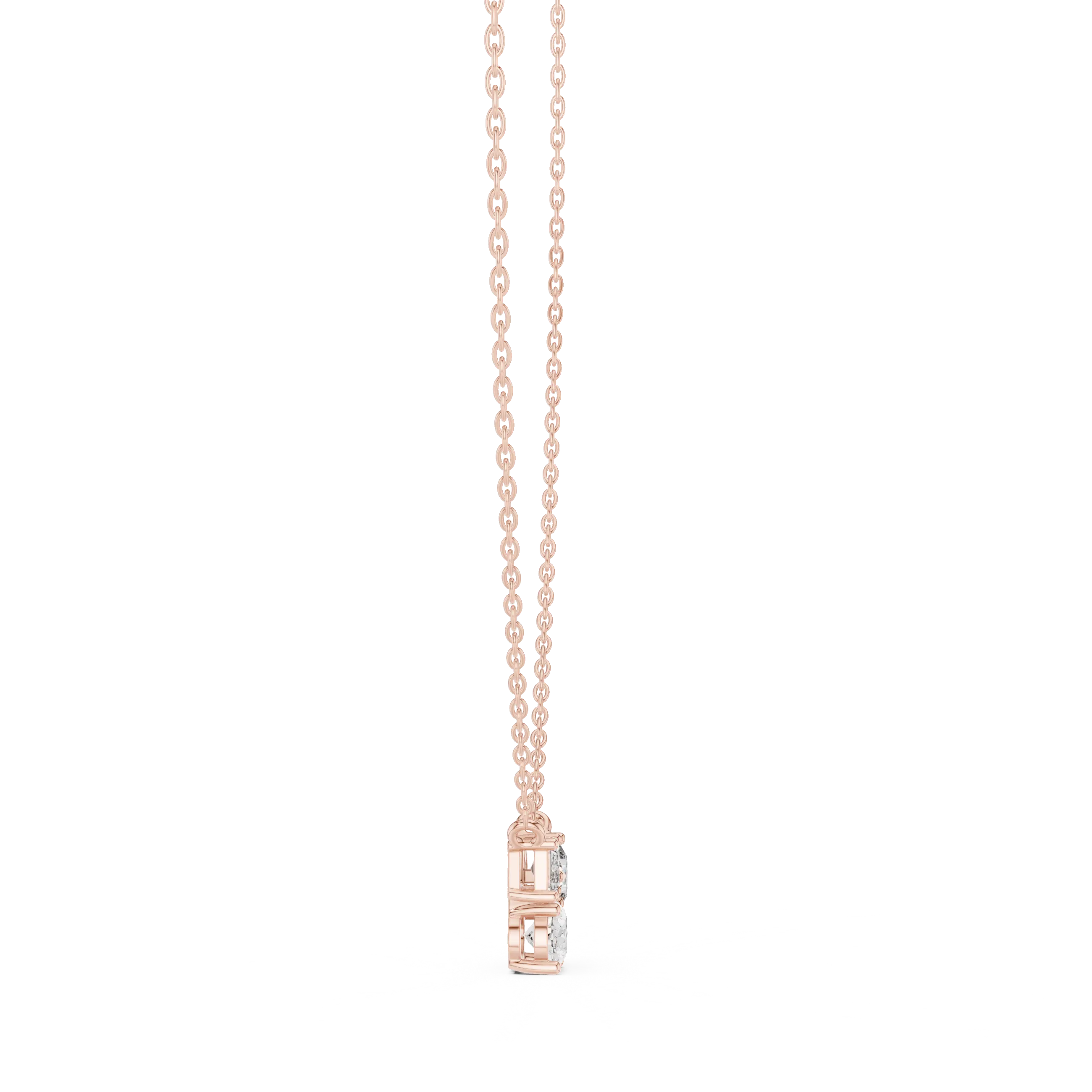 Front View: Princess Cut Diamond Pendant with Prong Setting in 14k Rose Gold - Lab Grown - Driona Jewels