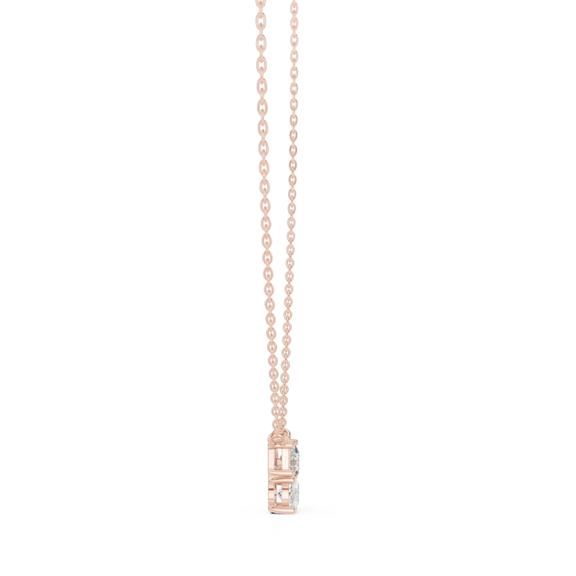 Front View: Princess Cut Diamond Pendant with Prong Setting in 14k Rose Gold - Lab Grown - Driona Jewels