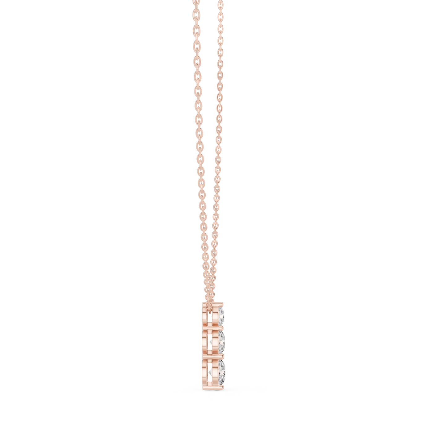 Front-View: Princess Cut Diamond Pendant with Prong Setting in 14k Rose Gold - Lab Grown - Driona Jewels