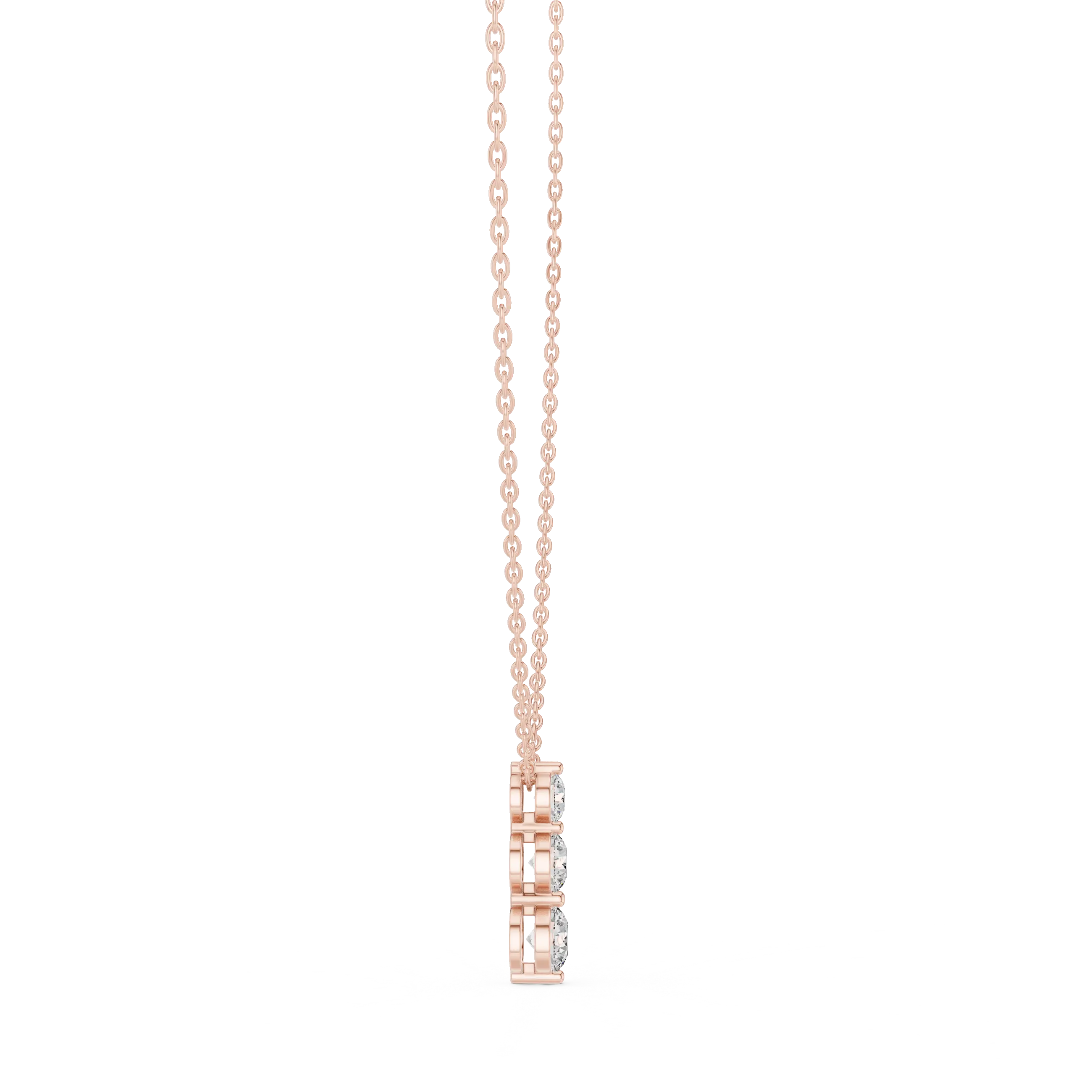 Front-View: Princess Cut Diamond Pendant with Prong Setting in 14k Rose Gold - Lab Grown - Driona Jewels