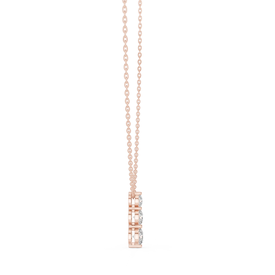 Front-View: Princess Cut Diamond Pendant with Prong Setting in 14k Rose Gold - Lab Grown - Driona Jewels