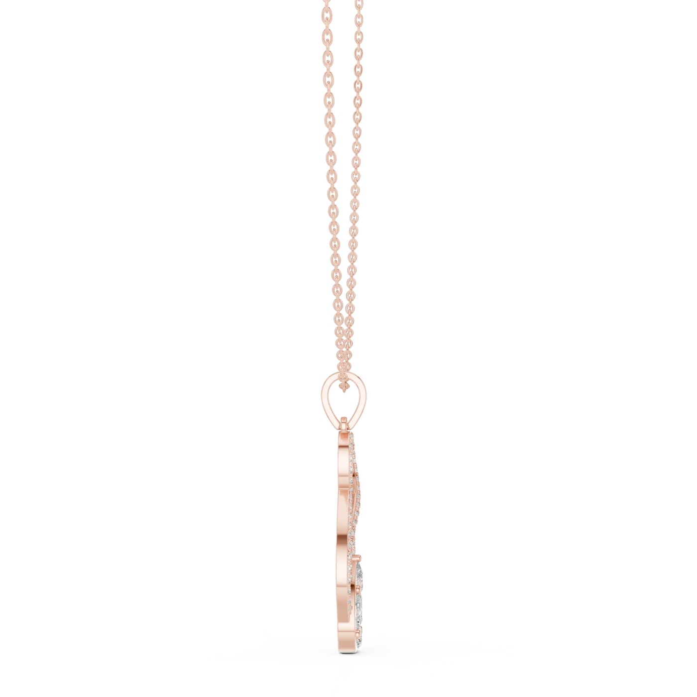 Front-View: Princess Cut Diamond Pendant with Prong Setting in 14k Rose Gold - Lab Grown - Driona Jewels