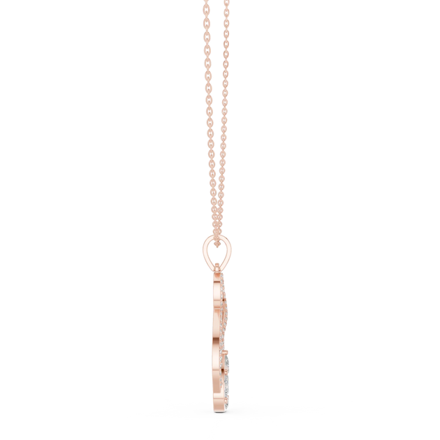Front-View: Princess Cut Diamond Pendant with Prong Setting in 14k Rose Gold - Lab Grown - Driona Jewels