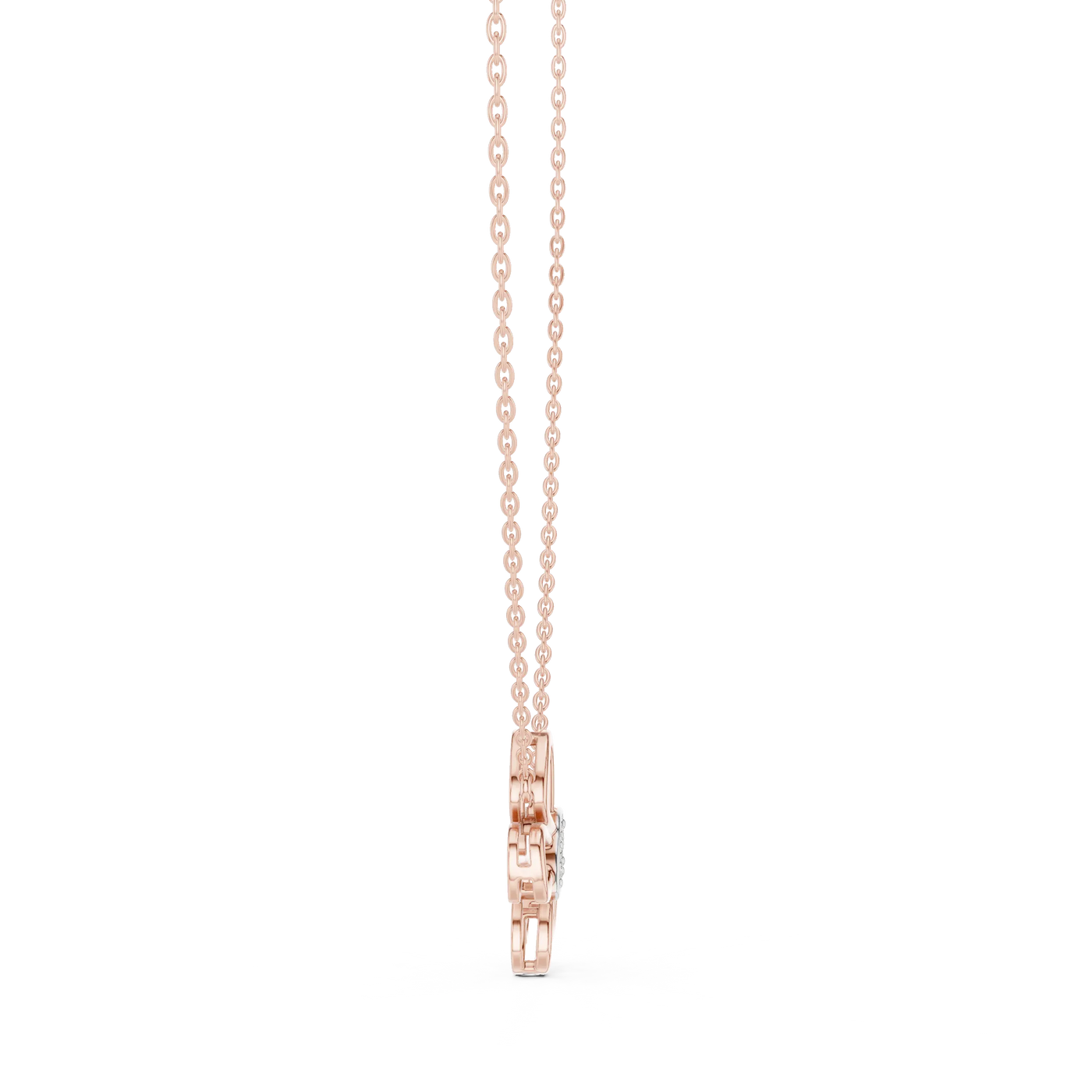 Front-view: Princess Cut Diamond Pendant with Prong Setting in 14k Rose Gold - Lab Grown - Driona Jewels