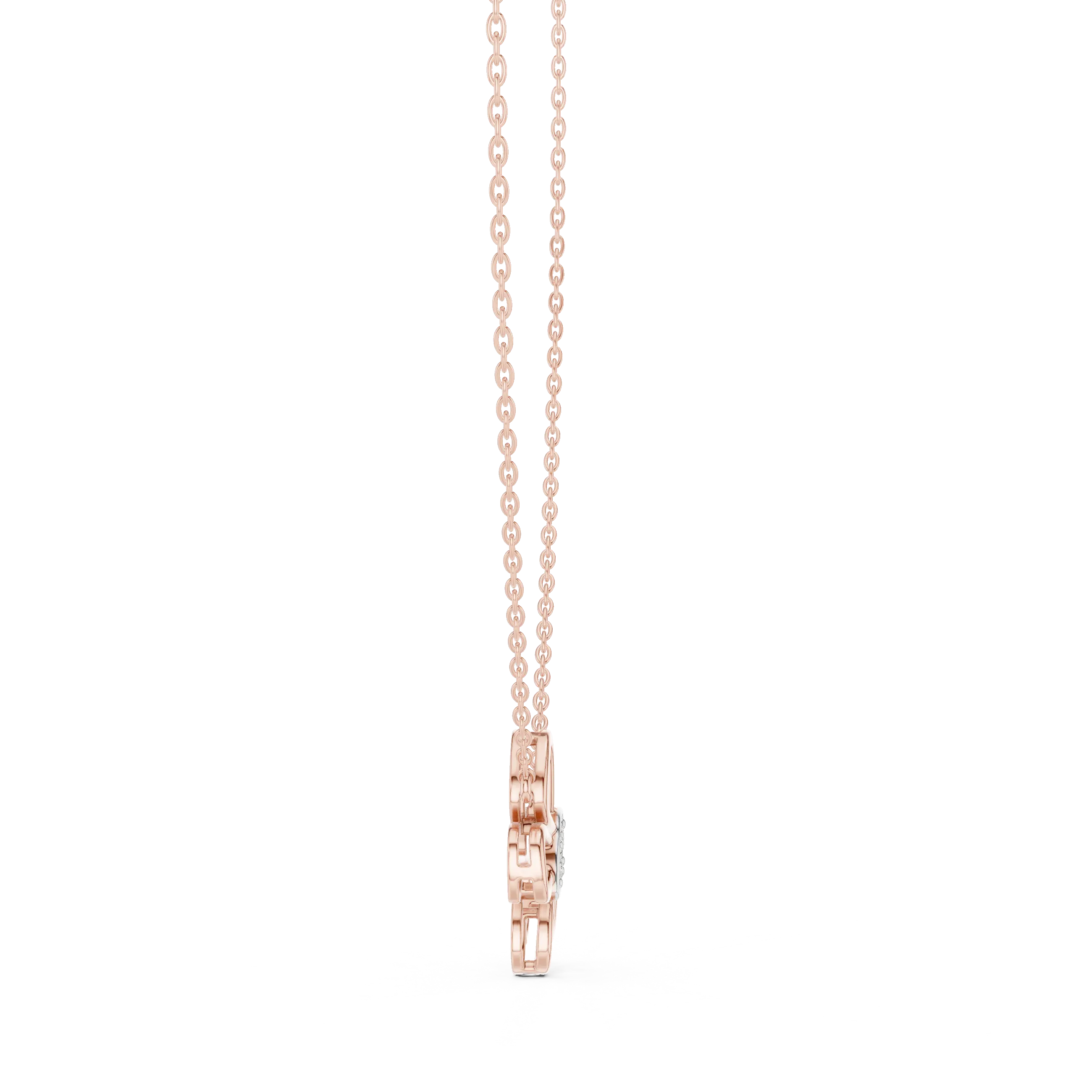 Front-view: Princess Cut Diamond Pendant with Prong Setting in 14k Rose Gold - Lab Grown - Driona Jewels