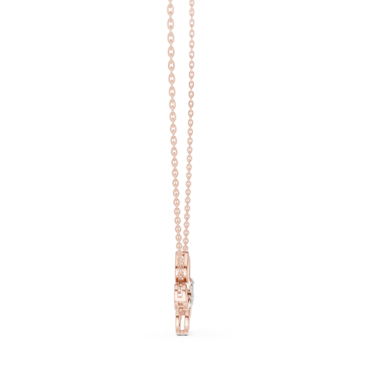 Front-view: Princess Cut Diamond Pendant with Prong Setting in 14k Rose Gold - Lab Grown - Driona Jewels