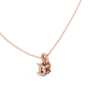 Front-view: Princess Cut Diamond Pendant with Prong Setting in 14k Rose Gold - Lab Grown - Driona Jewels