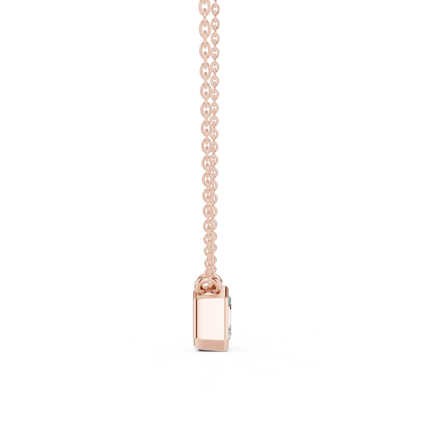 Front-view: Princess Cut Diamond Pendant with Prong Setting in 14k Rose Gold - Lab Grown - Driona Jewels