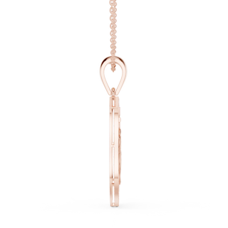 Side-Profile: Princess Cut Diamond Pendant with Prong Setting in 14k Rose Gold - Lab Grown - Driona Jewels