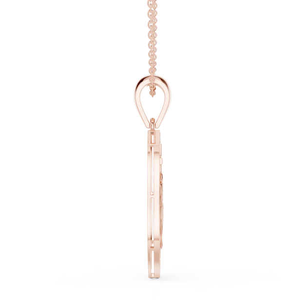 Side-Profile: Princess Cut Diamond Pendant with Prong Setting in 14k Rose Gold - Lab Grown - Driona Jewels